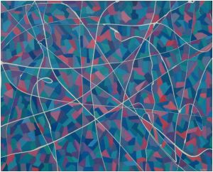 kompozicija u plavom no 16., 2016., ulje na platnu, 80x100 cm.